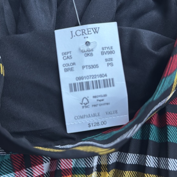 J crew pleated tartan midi skirt. Petite small NWT - Picture 5 of 5